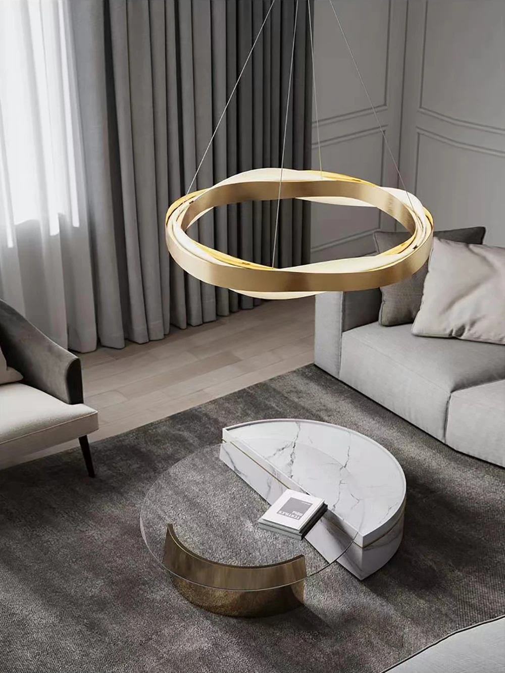 

Postmodern Acrylic Simple Ring LED Dimmable Chandelier Round Lamparas Fixture Home Decoration for Living Room Light Lustre