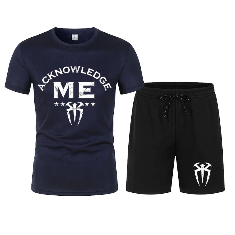 Men's Roman Reigns ''Acknowledge Me'' T-Shirt Shorts Set Summer Short Sleeve Man Overiszed Suits 2024 New Fashion Clothing Sets 5