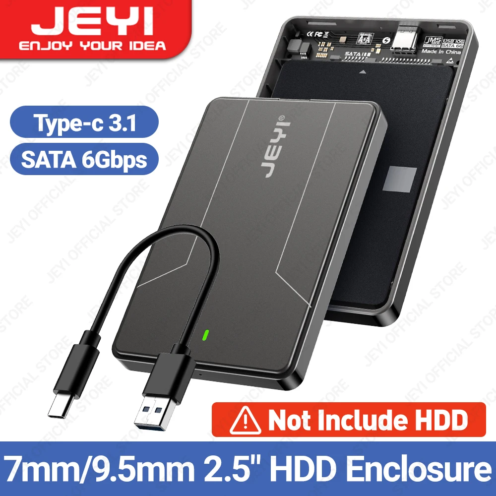 JEYI 2.5 inch External Hard Drive Enclosure Type C 3.1 to SATA III for 7mm and 9.5mm SATA HDD SSD Tool Free [UASP Supported] external hard drive case ssd enclosure hard drive enclosure hard disk case external hard drive box hdd case enclosure