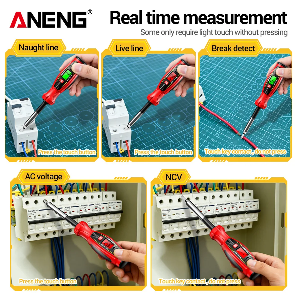 ANENG B21 비접촉식 전압 테스터 펜 AC 30V -1000V 충전식 전압 NCV 전선 감지기 브레이크포인트 탐지기 전기 기술자용 도구