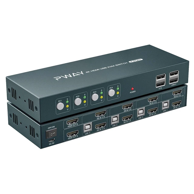 4 Port HDMI KVM Switch Support Max 4K@30Hz Input Using one Set of HDMI  Monitor