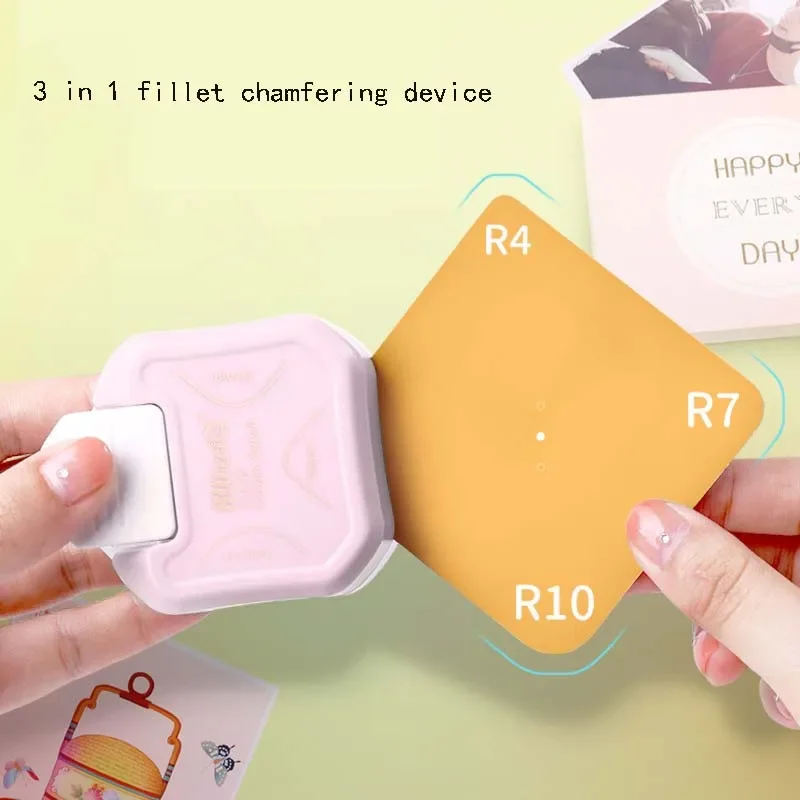 3-in-1 Mini Corner Rounder Punch R4 R7 R10 R5mm Round Corner Trimmer Cutter for Card Photo Paper Laminating Pouches Stationery corner cutter corner punch fillet cutting tool bevel cutter