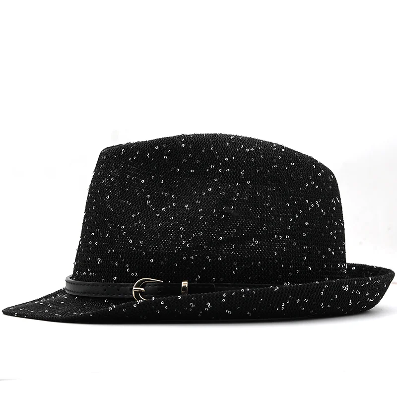 Neue Männer Fedora Hüte für Frauen Sonne Hüte Breiter Krempe sommer Visor Kappe Pailletten Sommer Mesh Stroh Hut Strand kappe sombrero Panama Gorras – Detail 6