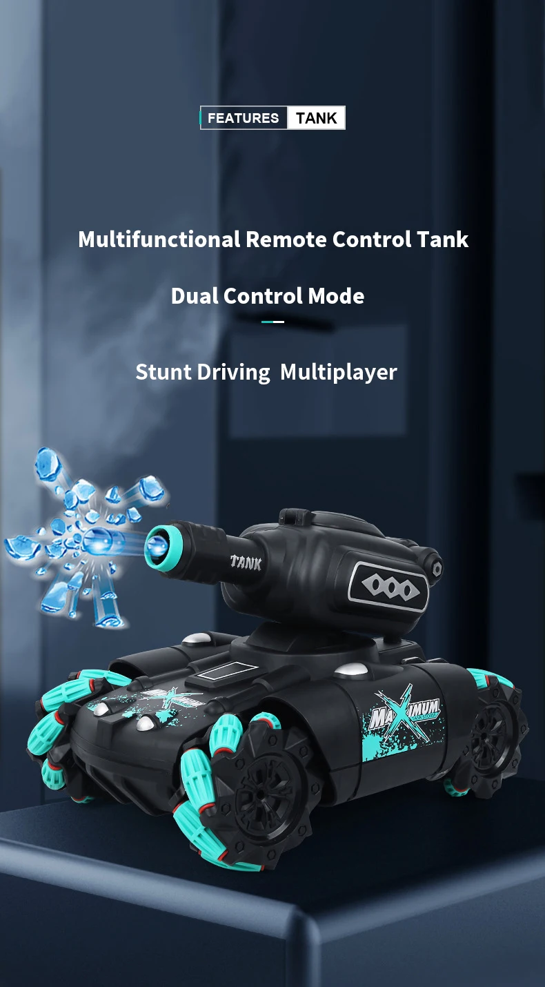 Multifunctional remote control car tank armored car gesture induction blowing bubble water bomb can launch spray boy toy model rc remote control car