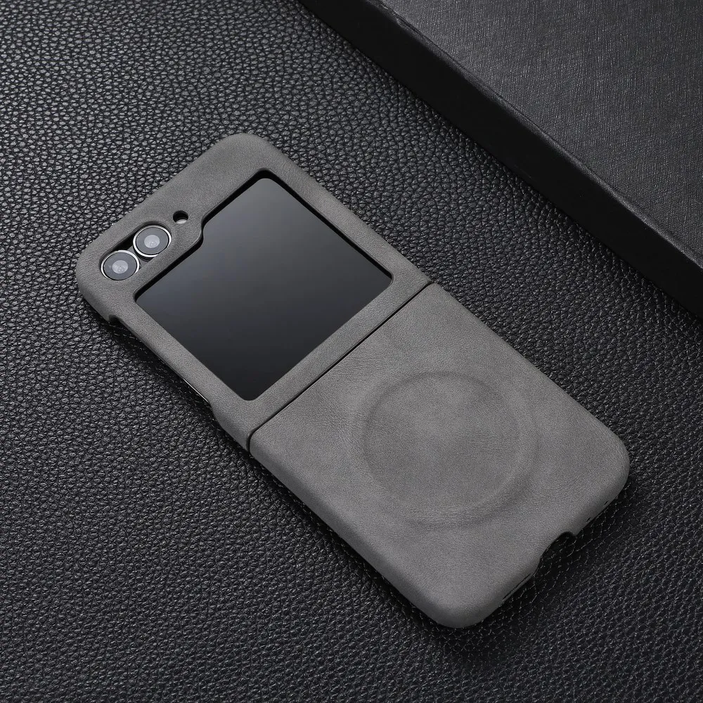Luxury Faux Leather Magnetic Shockproof Case with Wireless Charging