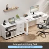 Computer Desk L Shaped, with 3 Drawers and 2 Shelves, Writing Office Table with Storage File Cabinet,with Wheels for Home Office 2