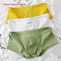 Boxer taille basse pour hommes, culotte côtelée de couleur unie, 1 pièce/3 pièces/9 pièces 1
