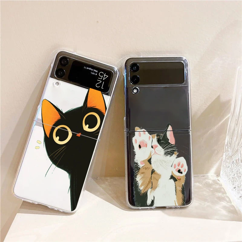 Lovely Cat Design Fashion Phone Case - Hard Clear PC Folding Cover Gift