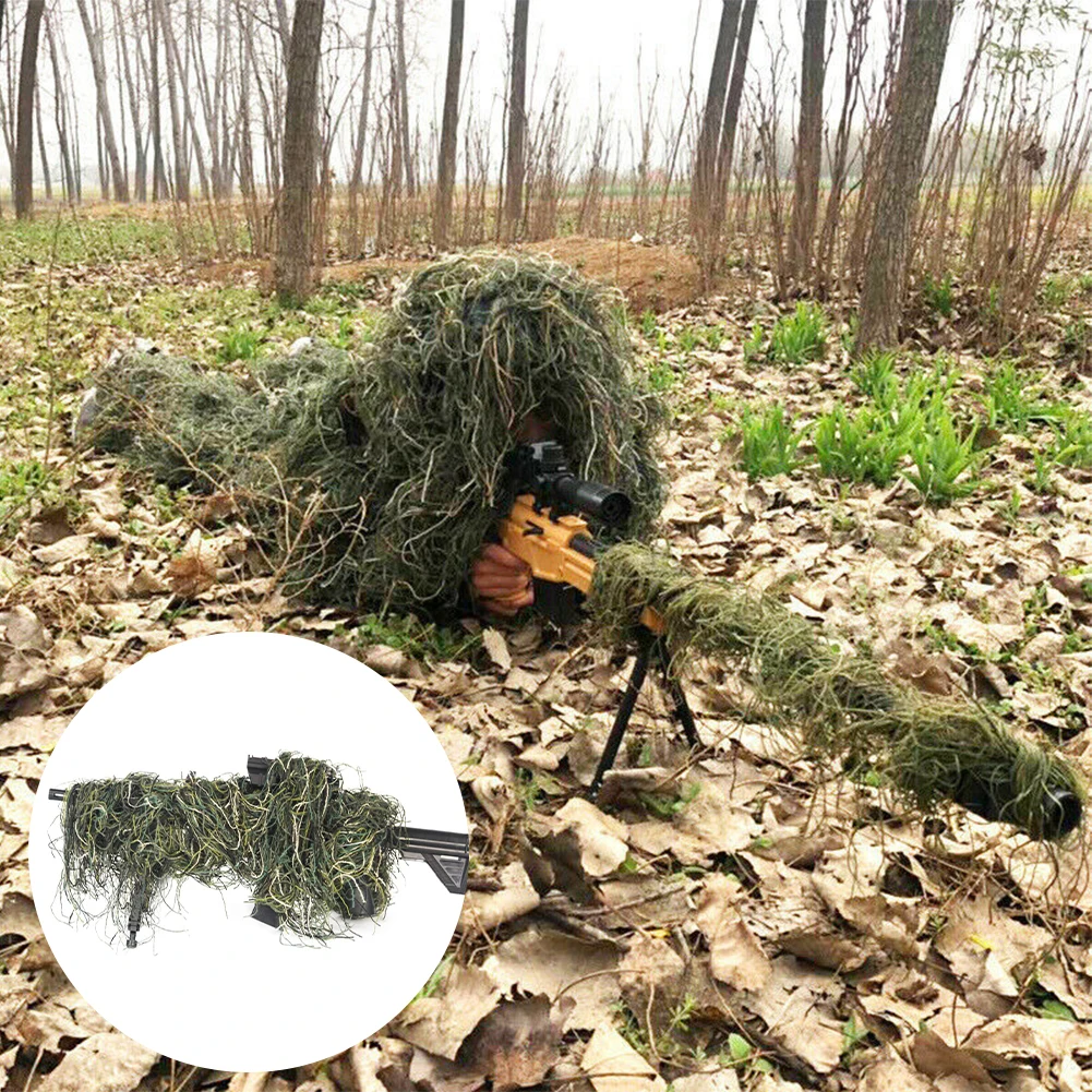 Ghillie Rifle Cover Wrap Synthetic Elastic Strap Camouflage Airsoft Hunting Blind Ropes 1.4M CS Gun Wraps hunting accessories