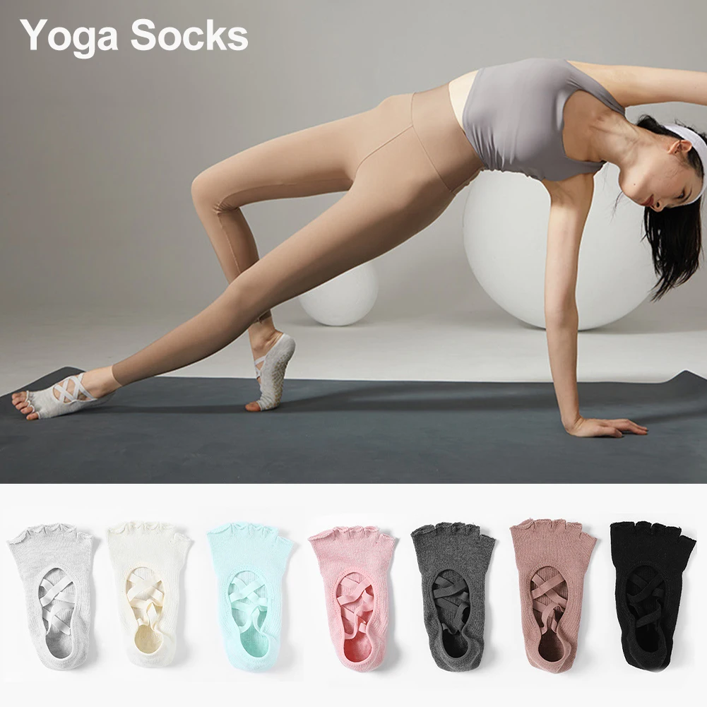 1 Pair Yoga Shoes Socks Non-slip Fitness Dance shoes for women non Pilates  Indoor Yoga Sock Five Toe Backless Ballet Ladies Accessories 