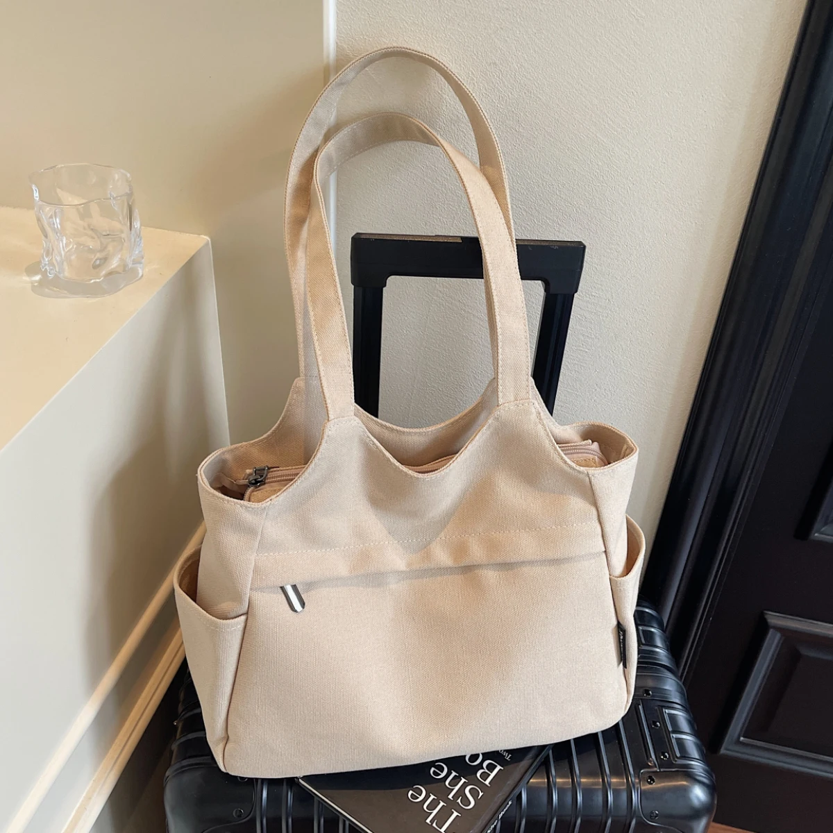 Canvas Bag Women's Tote Bag Large Capacity 2025 New Style Ladies' Fashionable Work Commute Bag High-End Women's Bag Student Class Bag