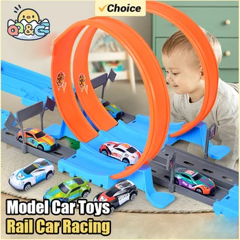 Stunt Speed Double Competition Car Wheels Model Racing Track DIY Assembled Rail Kits Catapult Vehicle Boy Toys For Children Gift 1