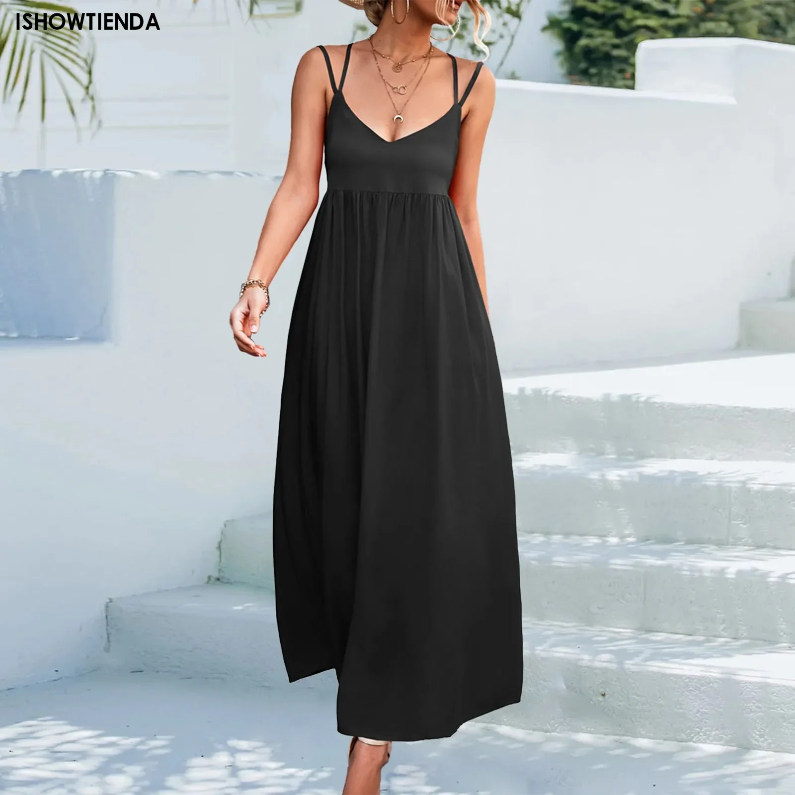 

Ladies Suspender Dress Casual Fashion Sexy V-neck Backless Dresses Trendy Comfortable Leisure Vacation High Waist Elegant Dress