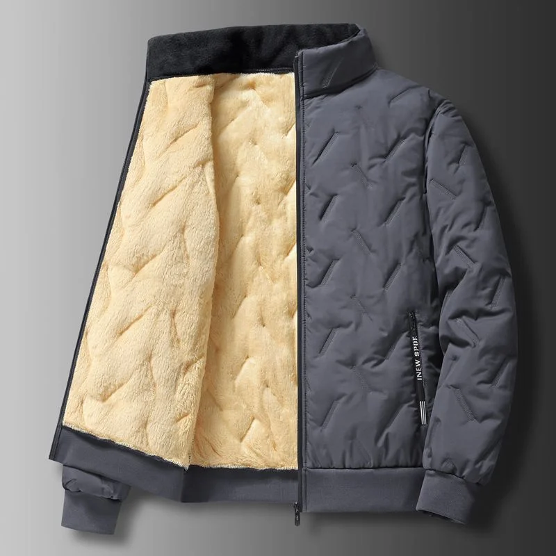 Outdoor Men Lamb Fleece Warm Heavy Jackets Streetwear Fashion New Winter Thicken Stand Collar Long Sleeve Big Size Casual Coats