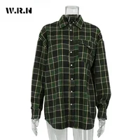 Fashion Baggy Plaid Women'S Blouse Elegant Lapel Long Sleeve Shirts And Blouses Vintage Pocket Lace-Up Top Female 2025 - Image 4