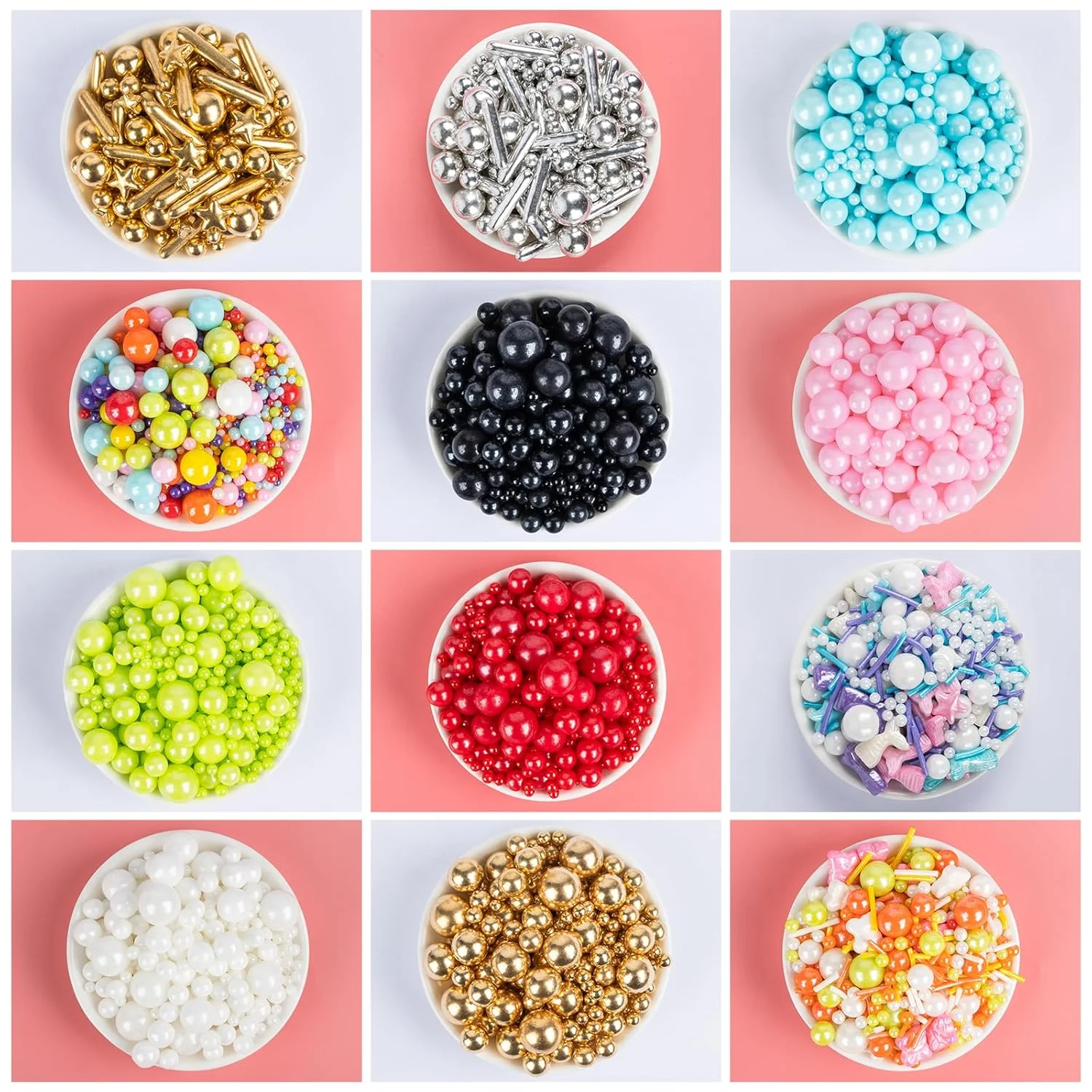 Colorful Pearl Sprinkles Cake Decor Mix-Size for Baking Cakes Cupcakes Cookies Mother's Day & Birthday Party Supplies 130g/4.58oz