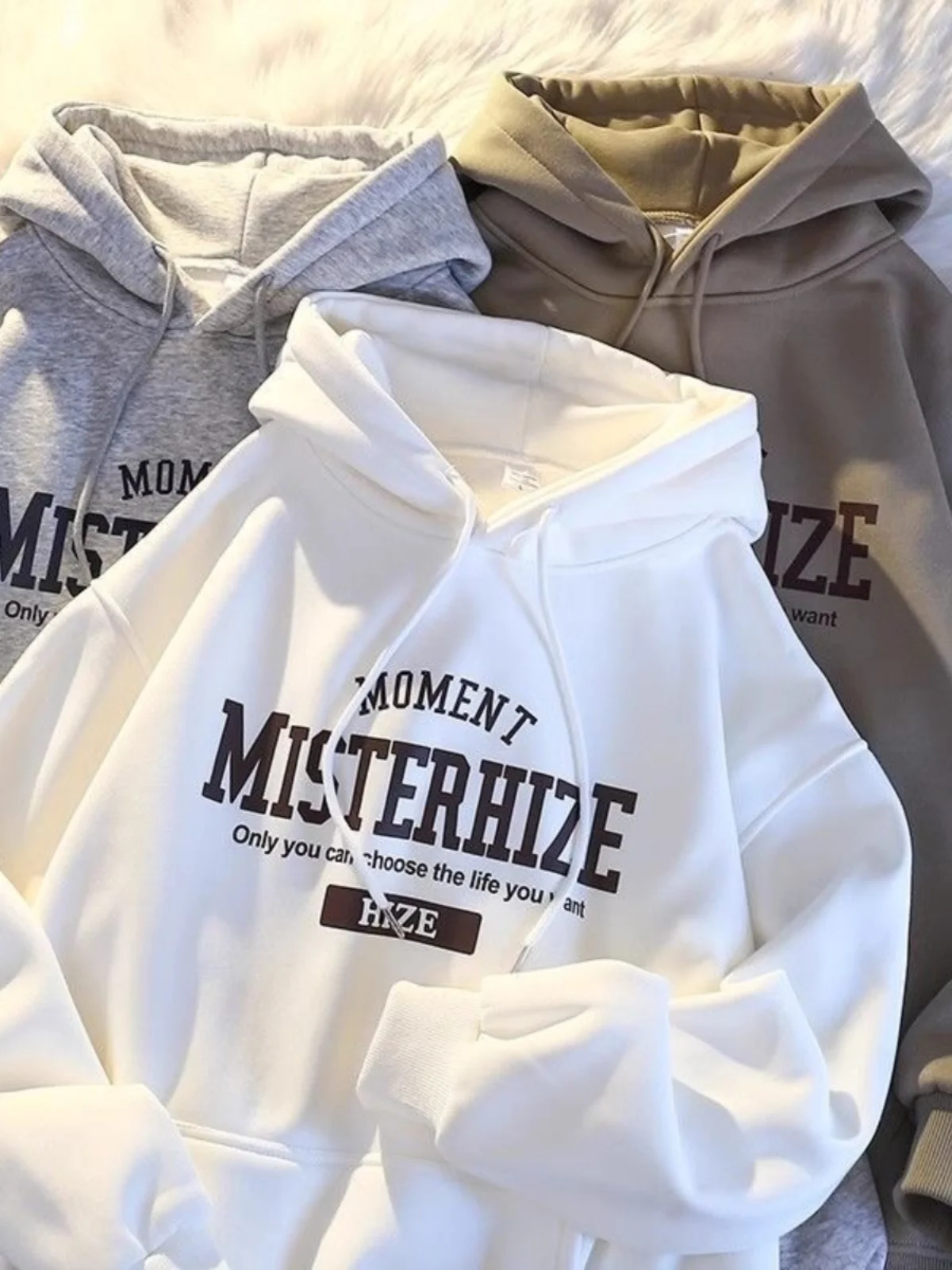 American Sle Thiened Hoodie Sweatirt Casual Loose Fit Overhead Youth Faion Urban Wear Autumn Winter Streetwear