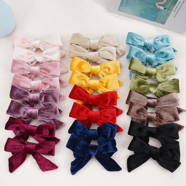 10Pcs Velvet Red Bows Girls Hair Clip Ribbon Accessories for Baby Toddlers  Teens Kids 