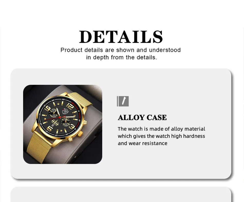 S9a0d9562b23a4c7fabb9012d22bcf031t 2PCS Fashion Mens Business Sports Watches Male Casual Stainless Steel Mesh Belt Quartz Watch Men Necklace Wrist Watch Mallzona