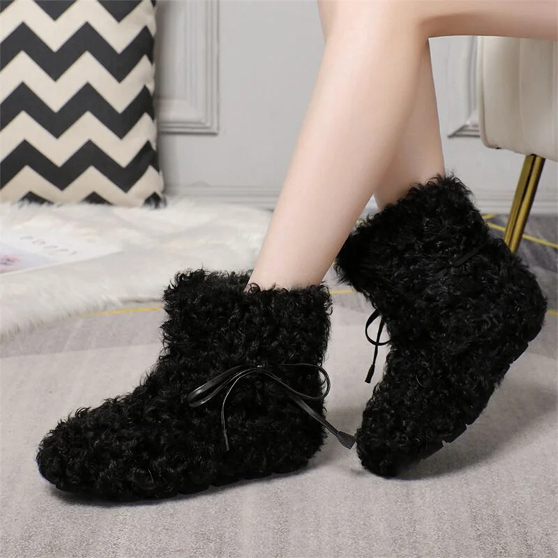2023 Winter Women's Thick Sole Wool Boots Sheep Curly Wool Warm Snow Boots Luxury Gift for High Quality Women