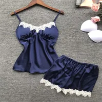 Ensemble deux pièces multicolore européen et américain, taille en V profonde, bretelles en dentelle et short en dentelle, vêtements de détente, nouvelle collection 5