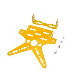 Aluminum Alloy Adjustable Rear License Plate Holder for Motorcycles and Scooters (Gold)