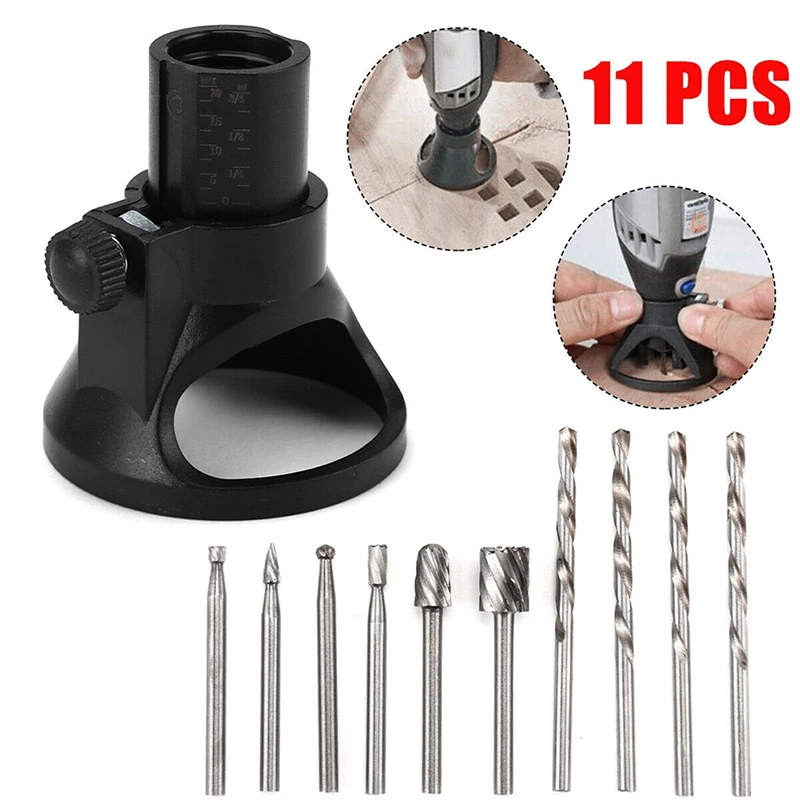 

11Pcs Hss Engraver Drill Bit Kit Attachment Metal Multipurpose Wood Carving Rotary Cutting Guide Tools Accessories For Dremel