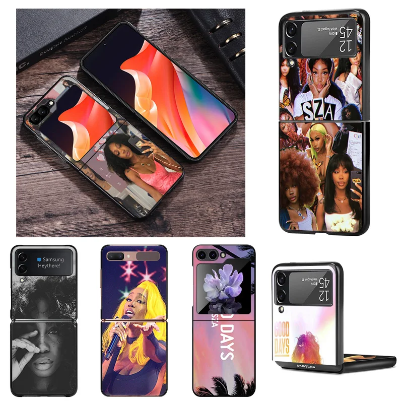 Custodie Per Telefoni Nere In Silicone Duro Per Samsung Zflip5 5G Flip4 Flip3 Sza Solana Imani Rowe Galaxy Z Flip 3 4 5 Cover