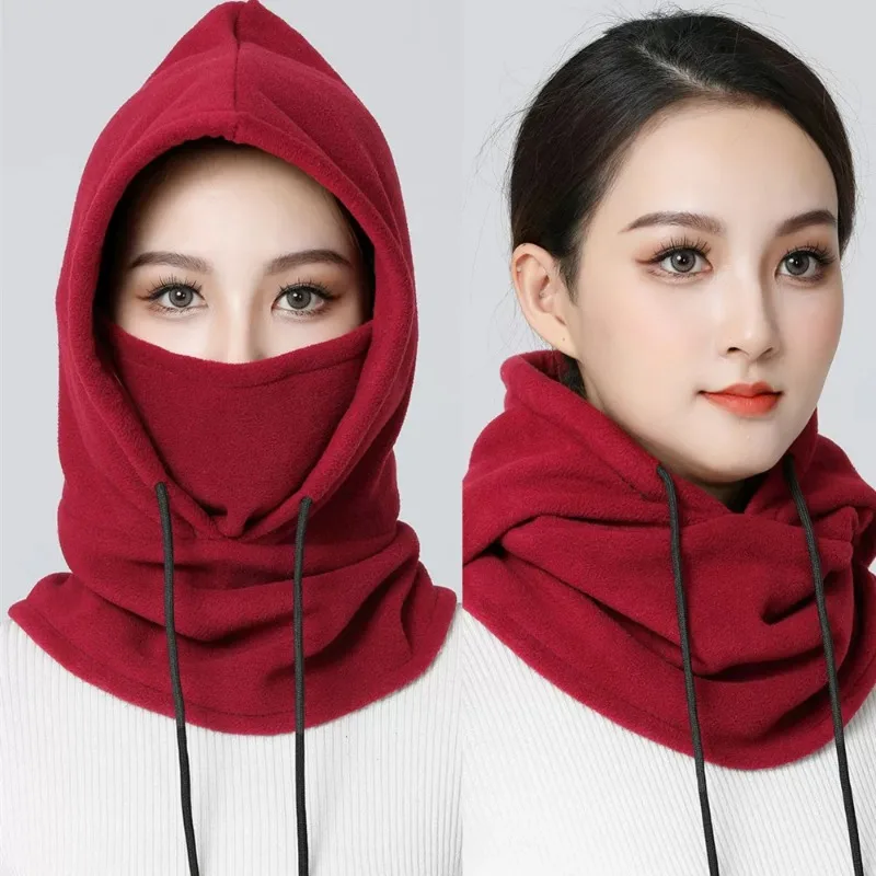 Balaclava Hat Thicken Polar Fleece Hat Men Women Winter Outdoor Skiing Windproof Cold-proof Caps Neck Protection Balaclava Warm Masked Caps