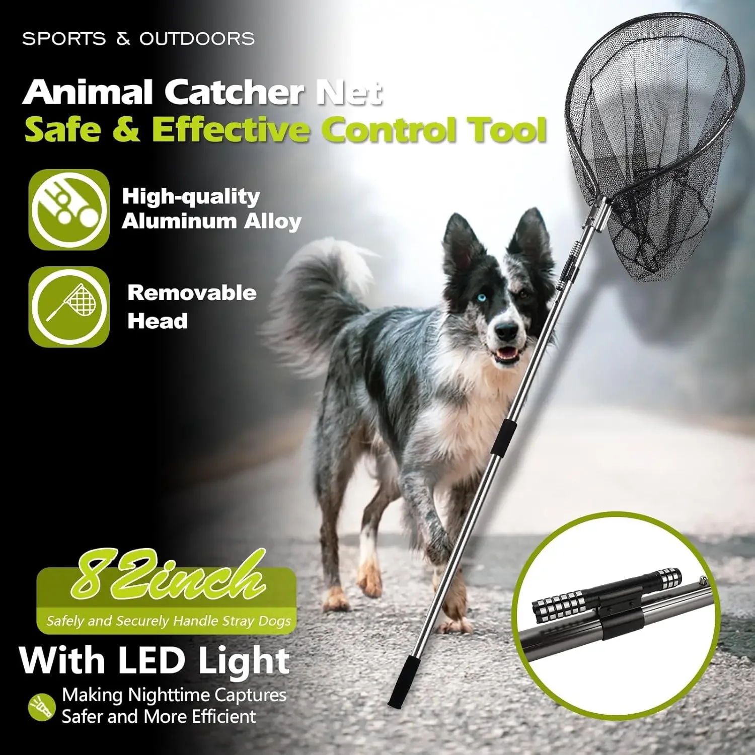 Catch Net Pole, Animal Catching Net, Wildlife Control Tool, Large Fish Landing Net for Chicken Raccoon Duck Goose Bird Skunk