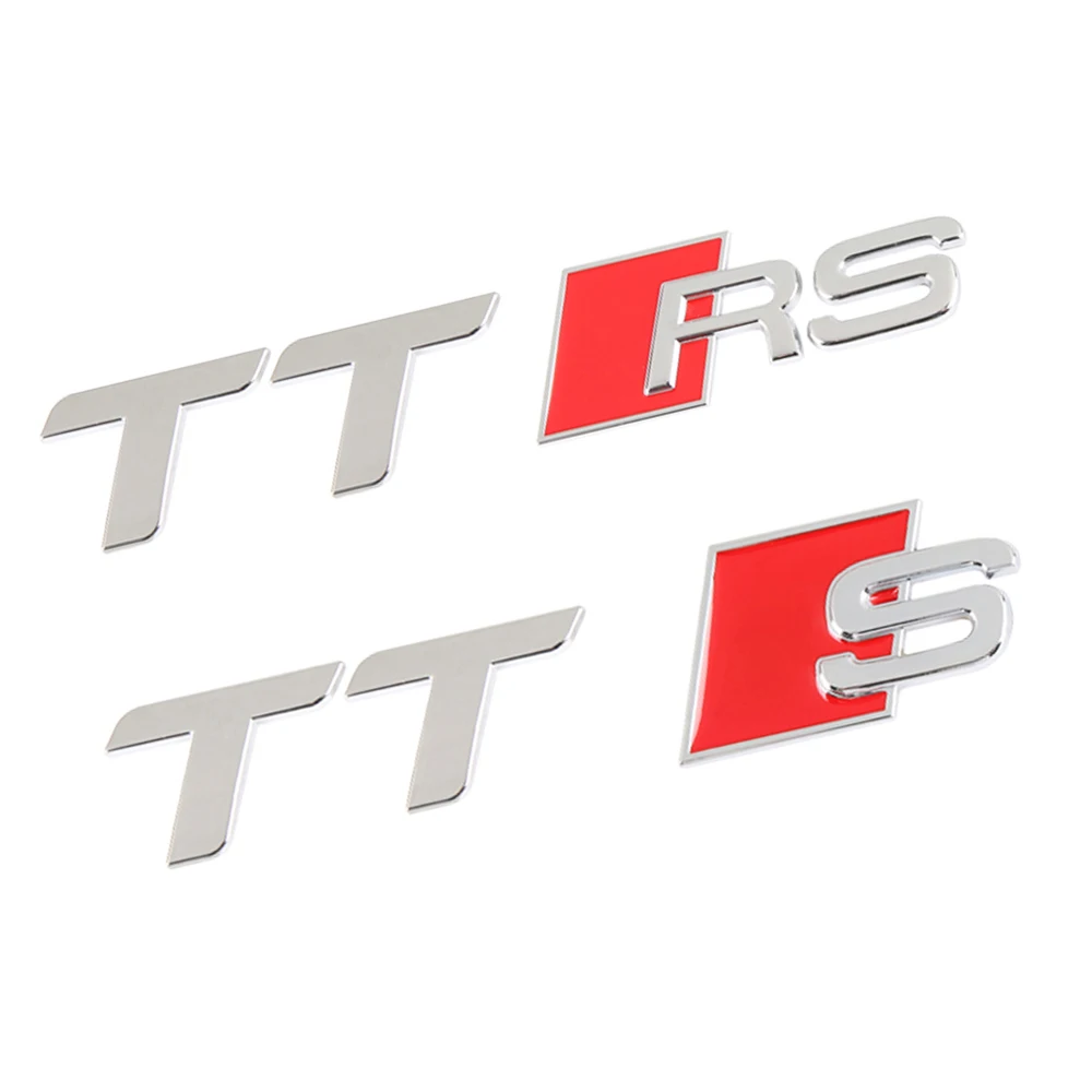 Per Audi Tt S Rs Red + Silver Car Decal Custodia Posteriore Chrome Sticker Logo Lettering Emblem Silver Badge Auto Decorare Accessori