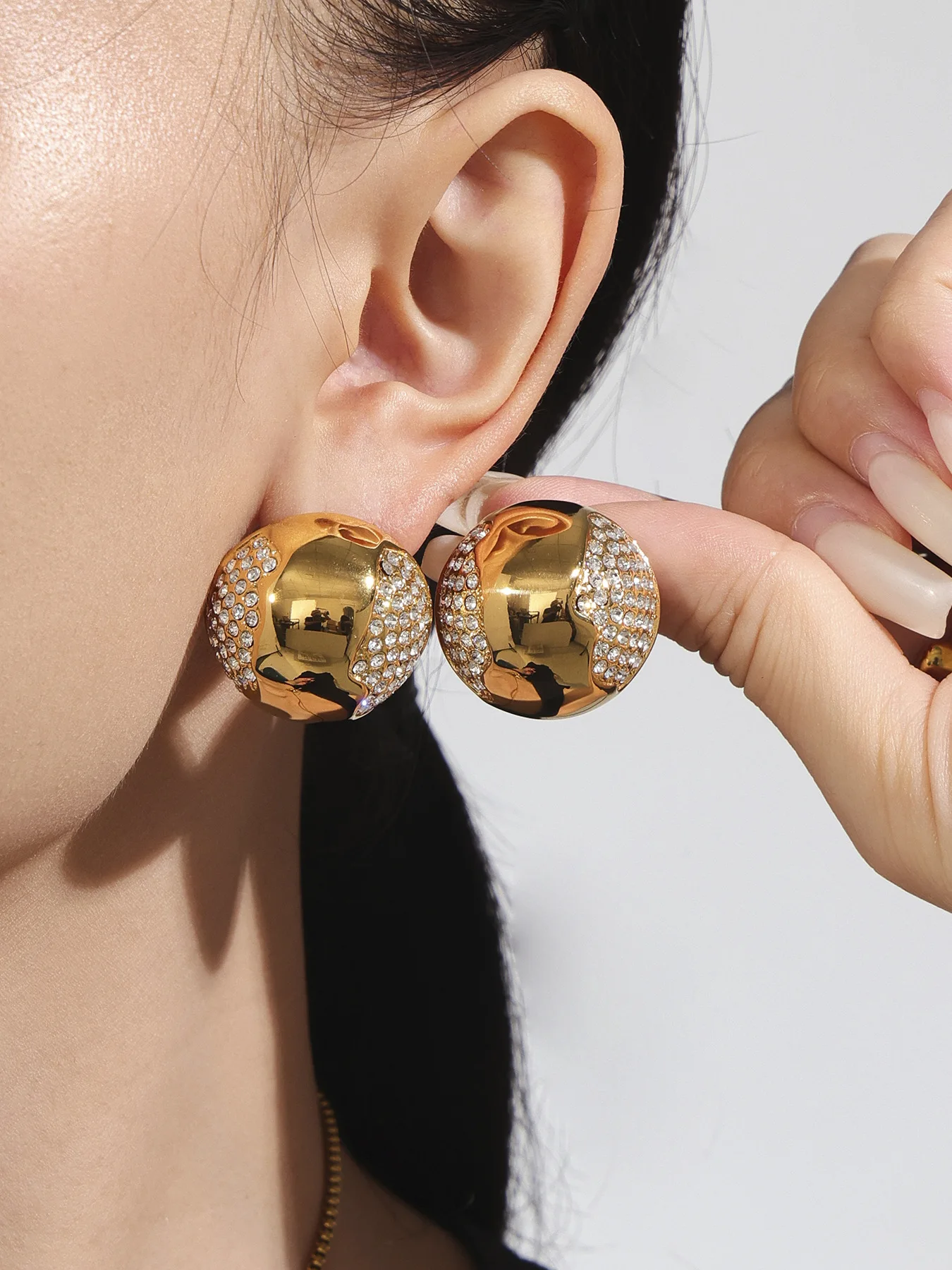 Edle Edelstahl Runde Zirkon Anhänger Halskette Ring Ohrringe Verstellbare Kette Wasserdicht Charme Luxus Schmuck – Detail 4