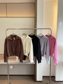 2025 Autumn/Winter New Candy Color Casual Simple Knitted Cardigan Loose Edition Knitted Sweater 1