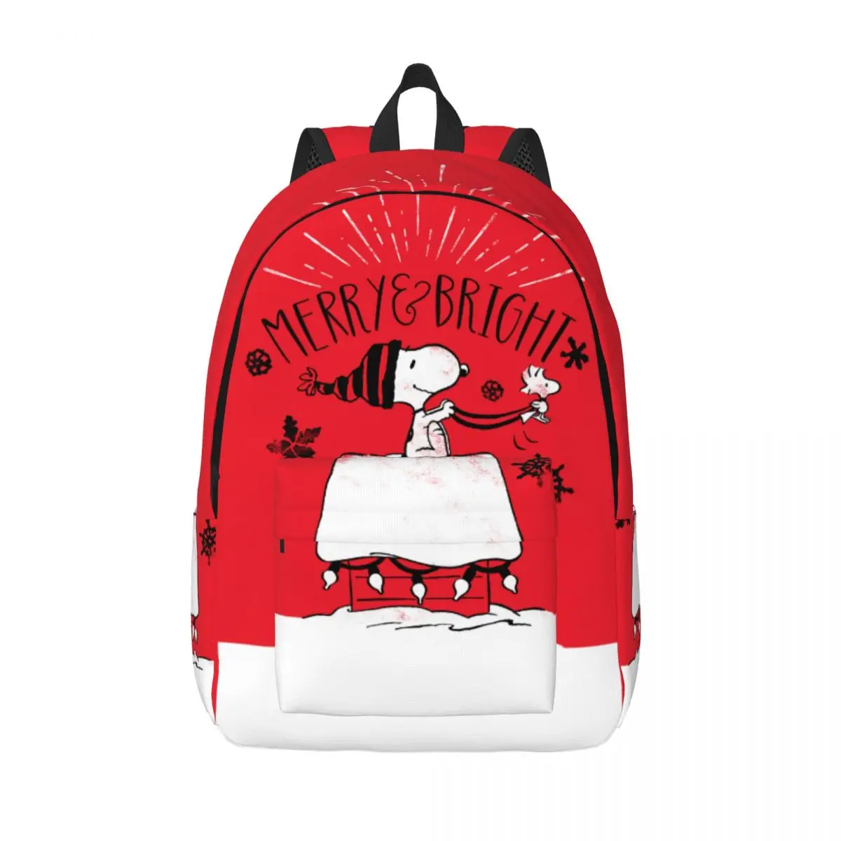 

Рюкзак Snoopy и Woodstock для мальчиков и девочек, школьный портфель для книг с надписью Merry & Bright, рюкзак для начальной школы, подарок
