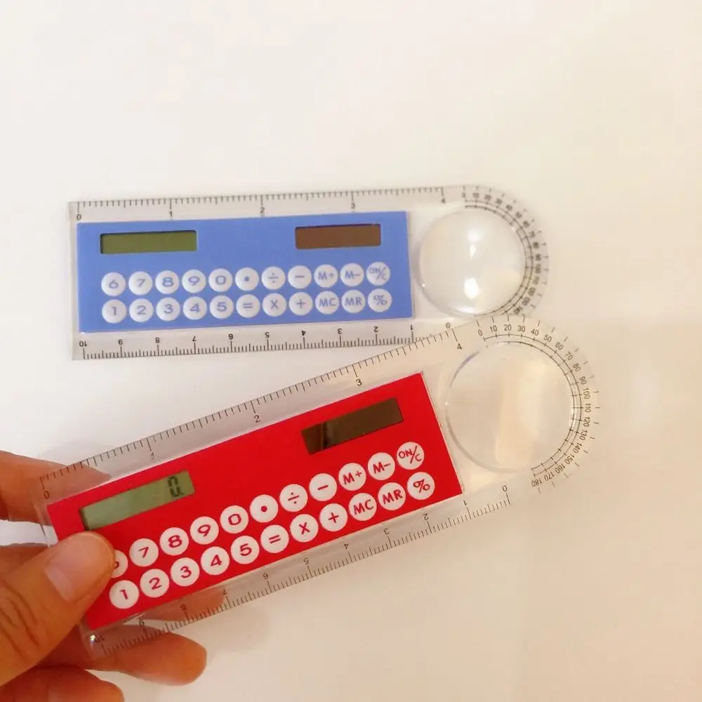 10cm Ruler Calculator Solar Power Card Mini Calculation Student Arithmetic Multifunctional Calculator Computer Digital Caliper