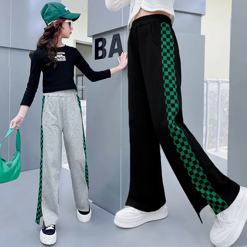 

Fall Winter Teenage Girls Pants Casual Fashion Loose Black Kids Leg Wide Pants School Children Trousers 5 6 8 10 12 13 14 Years