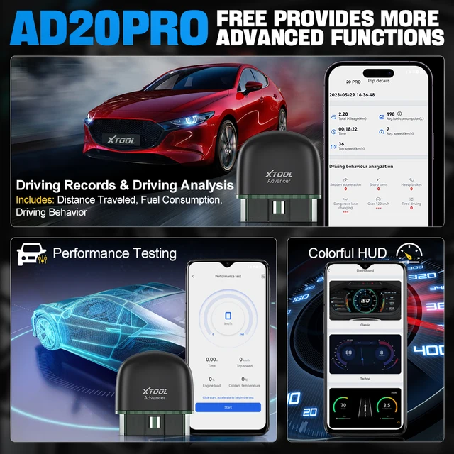 XTOOL Advancer AD20Pro OBD2 Bluetooth Scanner Full System Car Diagnostic Tool obd2 Scanner Oil Reset & Battery Test Code Reader 6