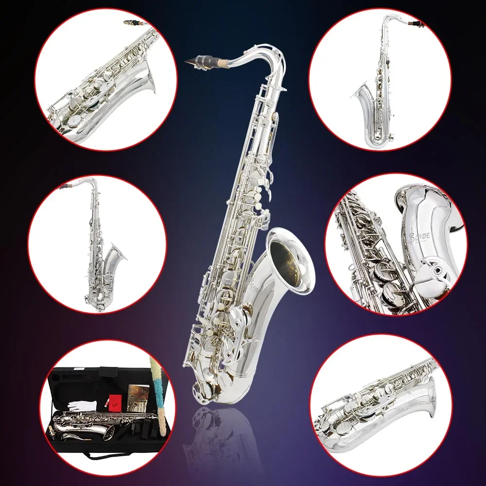 Description Picture 5 of itemSLADE Tenor Saxophone Bb Brass Body Sax Professional Saxfone Woodwind Instrument with Case Reeds Gloves Parts & Accessories