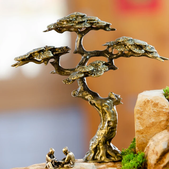 Mini Üdvözlő Fenyő Miniatűr Figur Réz Kis Műfa Dekoráció A Bonsai Fa Szobrok Táj Díszítőkhöz