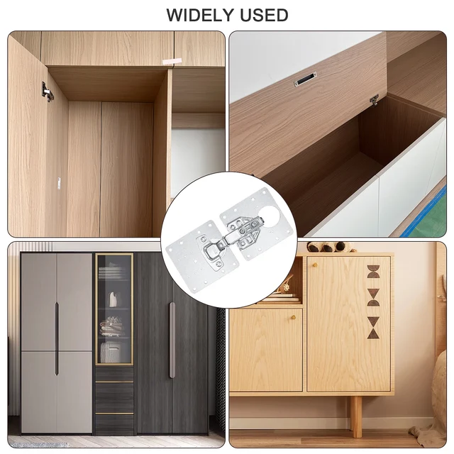 สแตนเลสบานพับสี่เหลี่ยมแผ่นซ่อมแผ่นยึดพร้อมสกรูยึดสําหรับตู้เสื้อผ้าตู้ครัวตู้หนังสือ 4