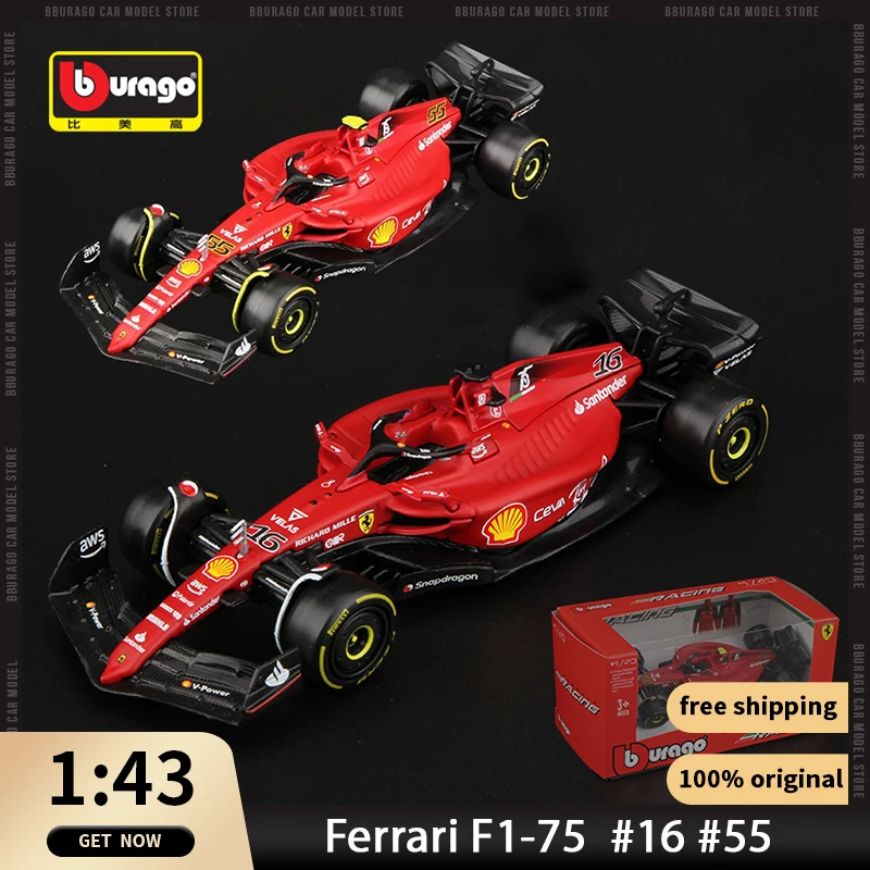 1:43 Bburago 2022 Ferrari F1-75 #16 #55 F1 Auto Diecast Hardbound Edition Modello Formula Racing Lega Veicolo Di Lusso Giocattolo Regalo