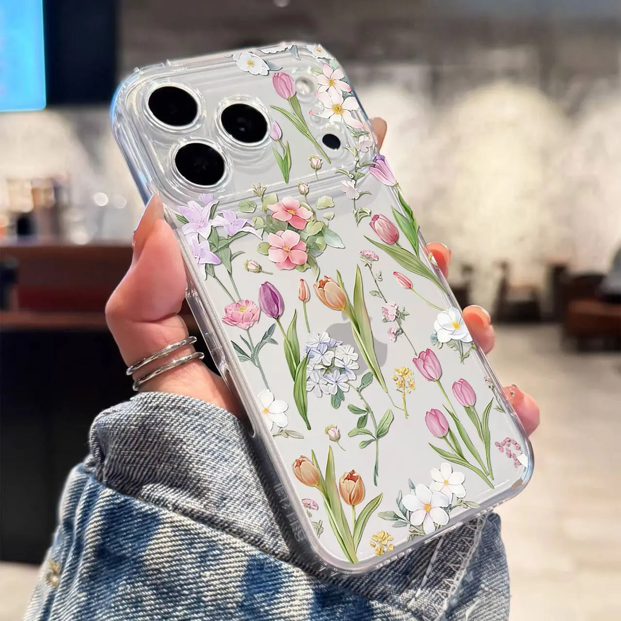 Floral Leaves Clear Phone Case