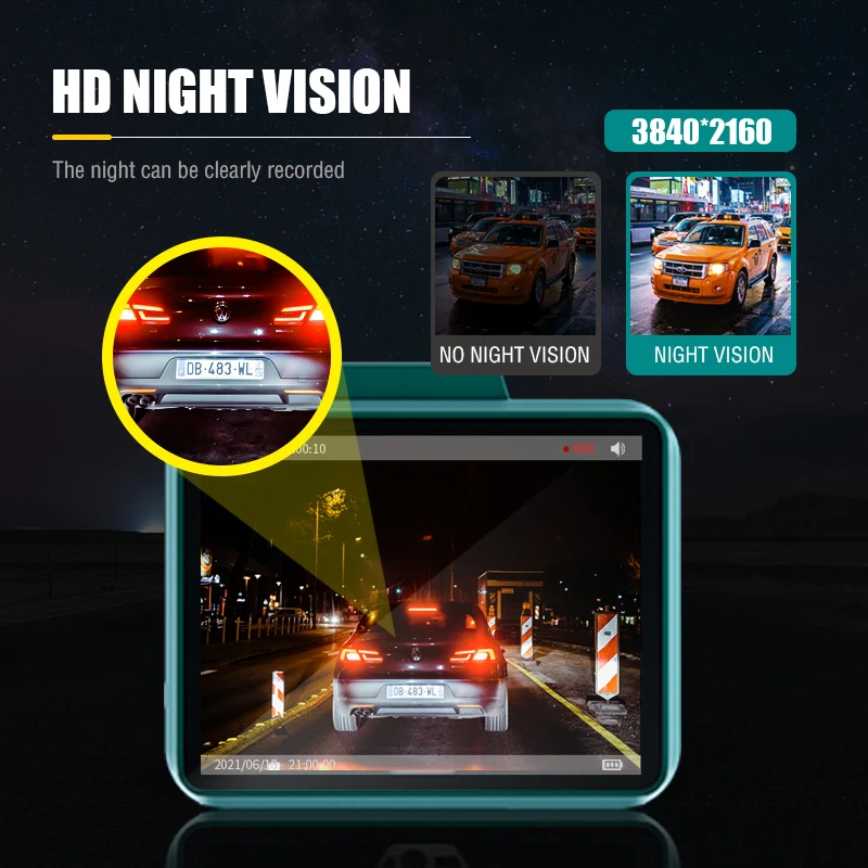 4K ADAS 와이파이 대시 캠 GPS 자동차 카메라, 2.35 인치 터치 IPS 듀얼 카메라, Asawin A18 야간 투시경, LDWS FCWS 24 시간 주차 모드