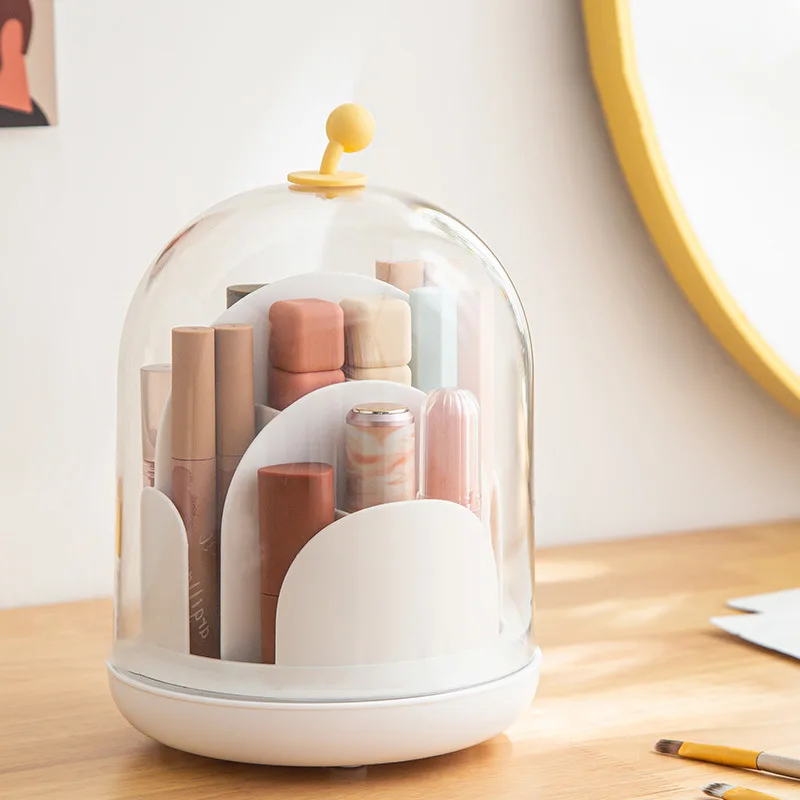 

360° Rotating Makeup Brush Holder Brush Storage Box Multi Grids Separated Lipstick Organized Moistureproof Keep Neat Transparent