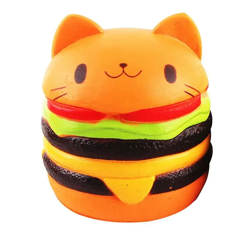 

Toy Cat Head Hamburger Soft Safe Stress Relieve Toy Anticompression Ball Squeeze Stress Relief Toy Fun Gift