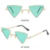 Triangular Small Hippie Sunglasses Metal Frame UV400 Protection Sun Glasses for Women & Men Tinted Colorful Lens Punk Shades 4