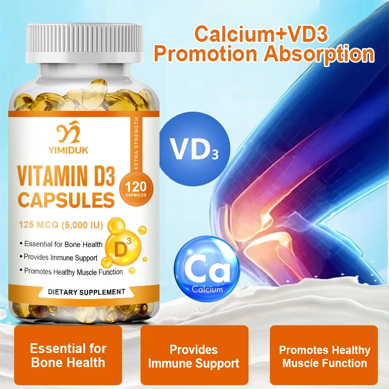 

Vitamin D3 Capsules Strengthens Bones, Teeth, Heart And Nerves, Enhances Immune System Function Supplement