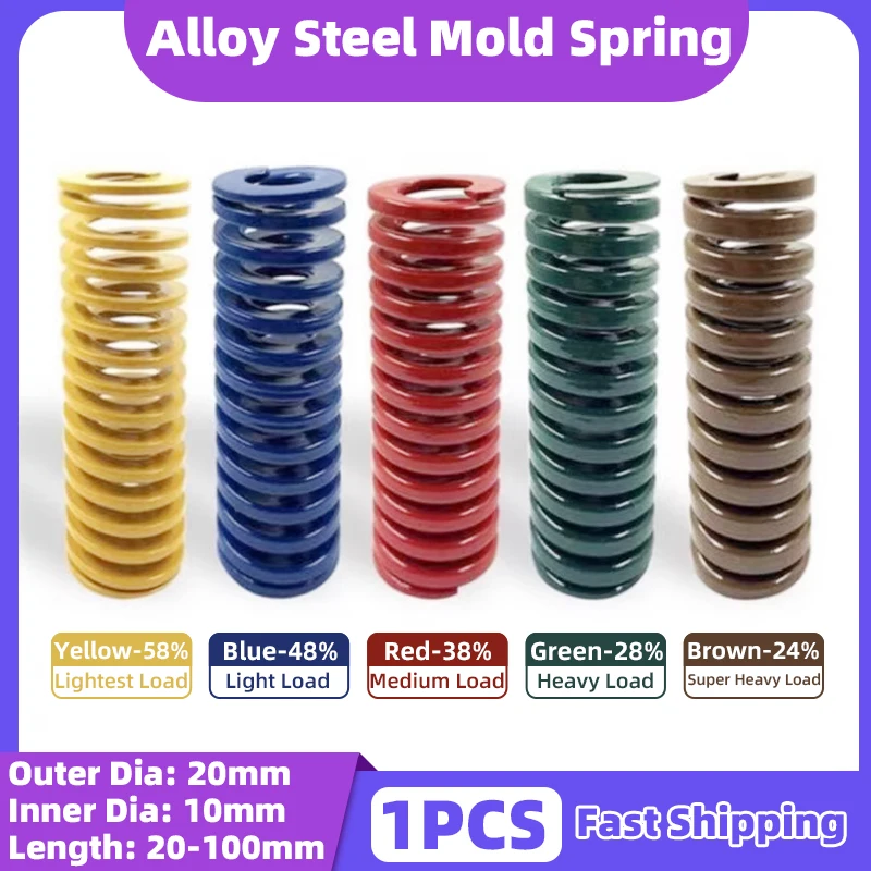 

Creamily 1PCS Mould Die Spring Spiral Stamping Compression Alloy Steel Coil Spring Outer Dia 20mm Inner Dia 10mm Length 20-100mm