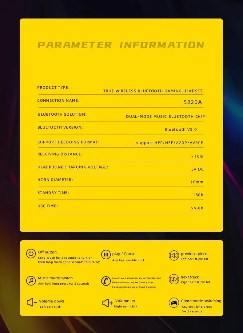 Kabelloses TWS-Ohrhörer-Set mit Mikrofon und Wasserdichtigkeit.