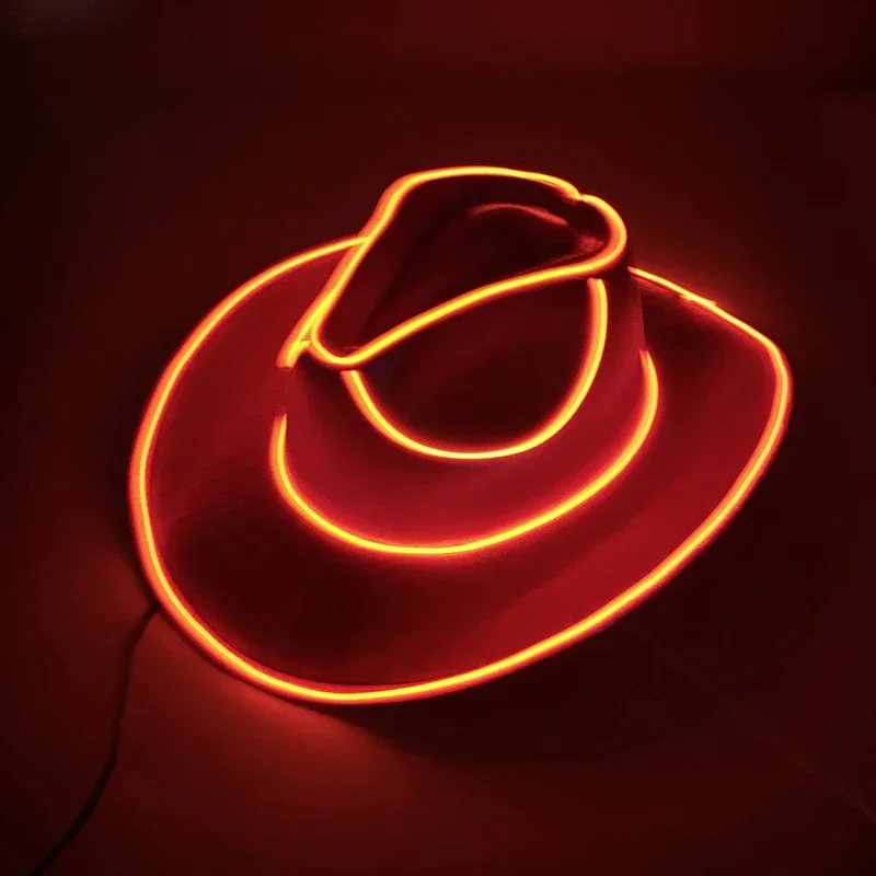 Description Picture 6 of itemHalloween Rave Glowing Light Up Bar Mexican Hat LED Luminous Cowboy Cap Bachelor Party Props Neon Hat Festival Supplies